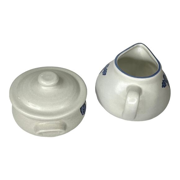 Pfaltzgraff Blue CREAM Pitcher & SUGAR Bowl SetYorktowne 3pc Stoneware Dishes - Picture 3 of 10